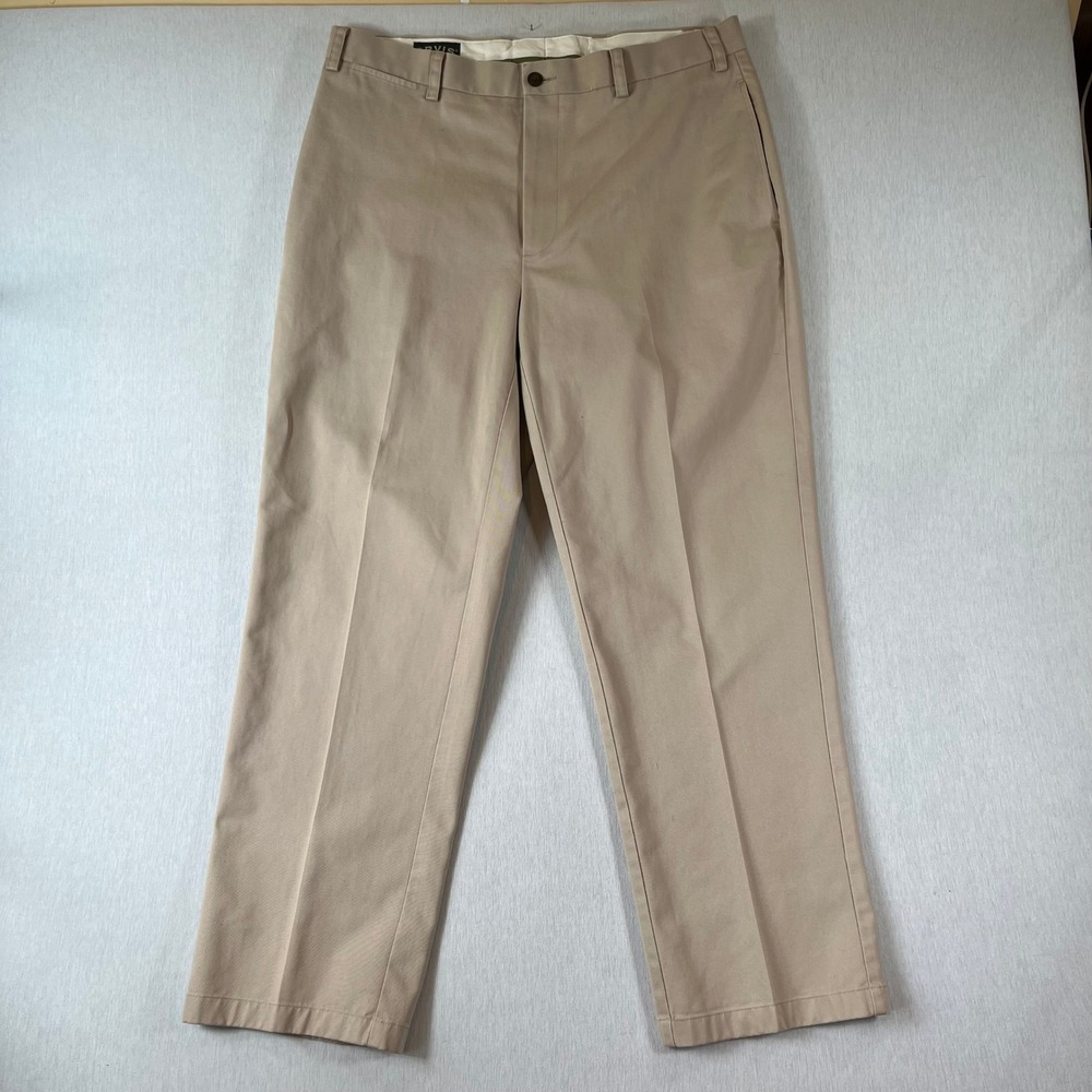 Orvis Pants Mens 36x30 Chinos Khaki Tan Flat Front Cotton Twill Straight Leg